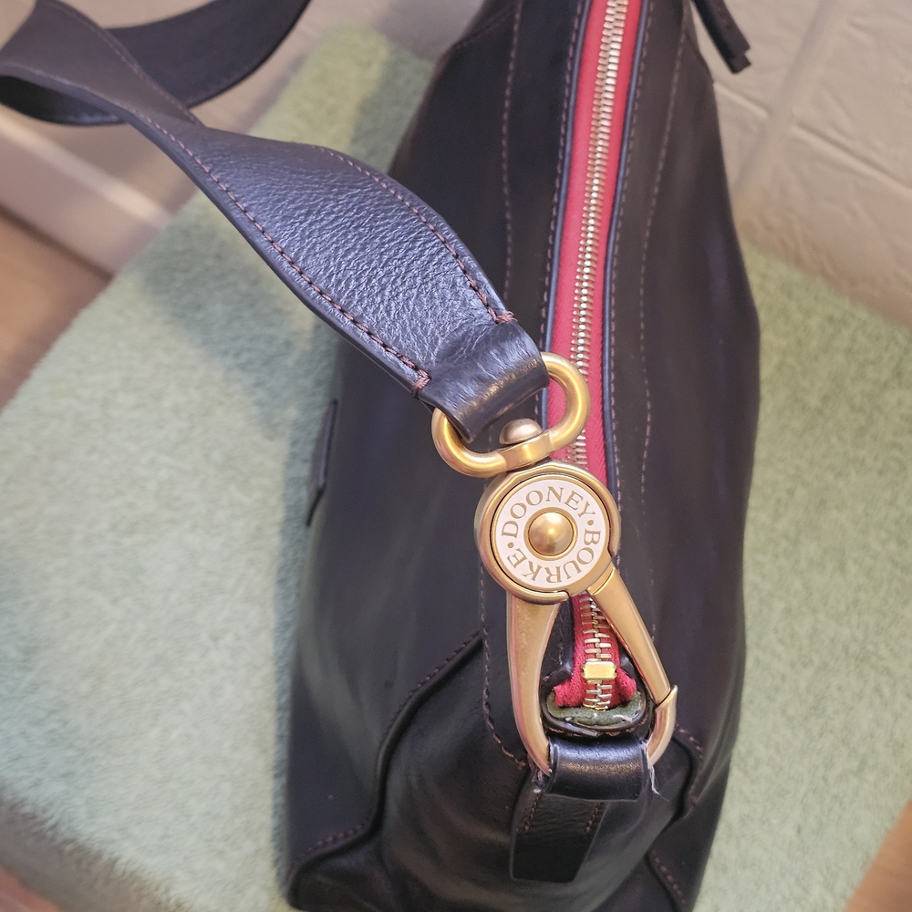 Dooney & Bourke Black Florentine Shoulder Bag with Red Trim - Picture 4 of 16